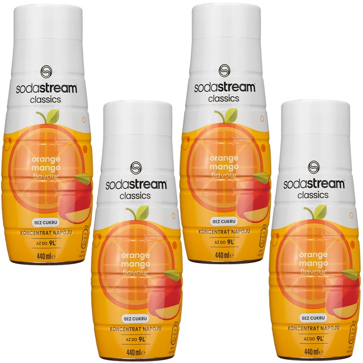 Szirup SodaStream Narancs Mango cukor nélkül, 440ml, 4 db