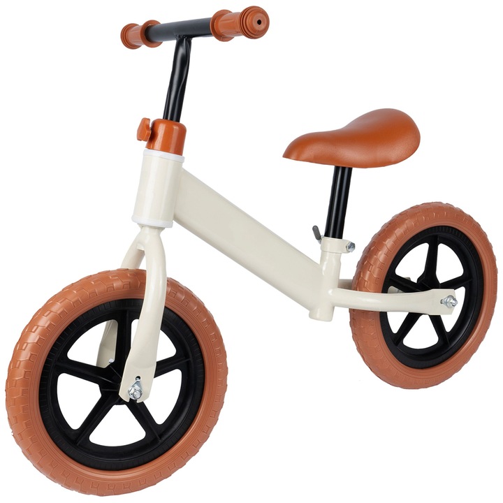 Bicicleta de echilibru fara pedale, "LikeSmart Push Bike", Ghidon reglabil, Sa Moale, Manere anti alunecare, Roti Spuma EVA 12", Greutate Maxima 35 kg, Alb