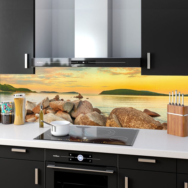 Комплект от 2 декоративни панела от закалено стъкло за кухня, защита за печка, защита срещу пръски, oct048 200x60cm