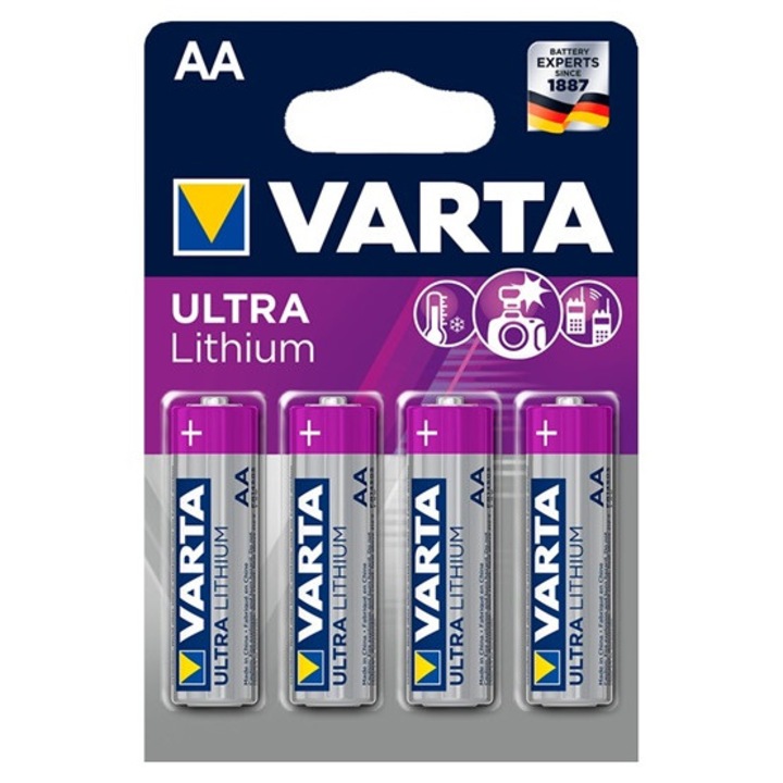 Varta ultra tartós elem, aa, lr06, 1.5v, lítium, 4db/csomag