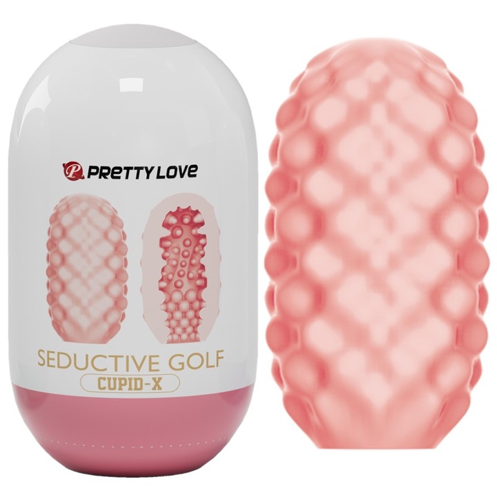 Вагинален мастурбатор Pretty love, Cupid-x, 10 x 5.6 см, Интензивно удоволствие, Двустранна текстура, За мъже, Реалистични усещания, TRP, Розов