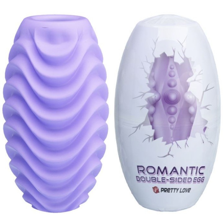 Masturbator vaginal, Pretty love, Ou romantic cu doua fete, 8, 6 cm, Cu doua fete, Silicon de inalta calitate, Ambalaj discret, Senzatii realiste, Violet