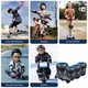 Set de Protectie BOMSTOM® Genunchiere, Cotiere, Aparatori Incheietura, Marimea S, pentru Copii, Potrivit pentru Sport, Ciclism, Role, Trotineta, SkateBoard, Aparatorare Bicicleta, Mansete cu Arici, Echipament Sport Reglabil, Negru/Albastru