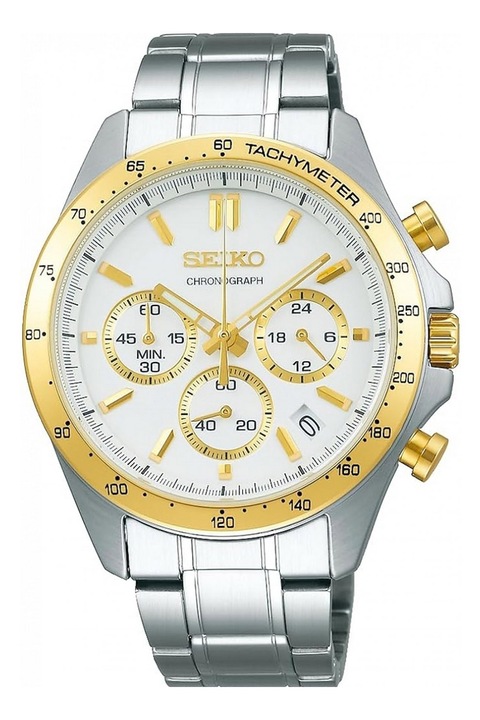 Seiko, Ceas cronograf de otel inoxidabil, Argintiu