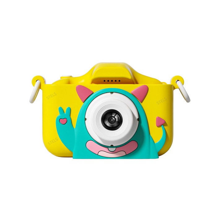 Детски фотоапарат STELS Z200, Селфи камера, Full HD видео, Игри, Жълт
