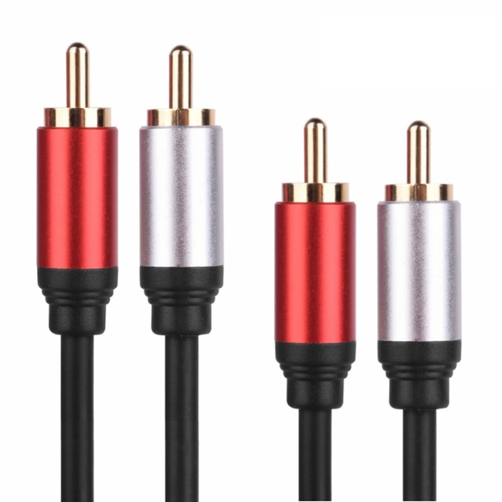 Cablu audio video 2xRCA cinch Wireman 2RCA/1000 SHQ, 10 metri, negru