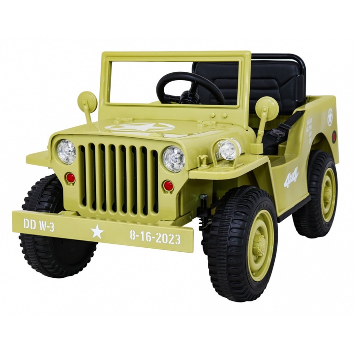 Vehicul retro militar Jeep, Ramiz, 4x35W, bej, 110x56x56cm