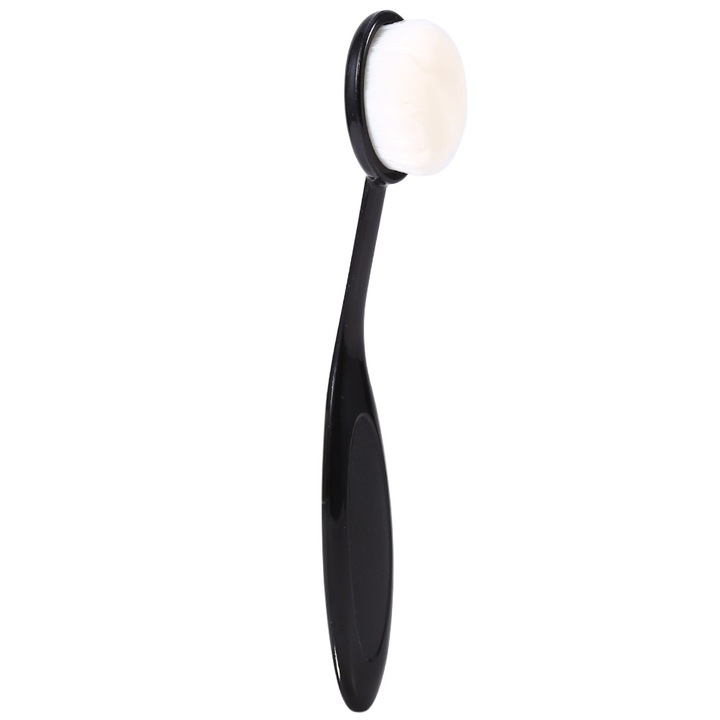 Pensie machiaj Zeaicos, design oval, alb, 15.1cm, pentru fond de ten sau pudra, 1 set