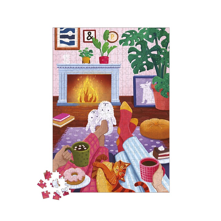 Puzzle seara langa foc, Janod, 500 piese, 8 ani+