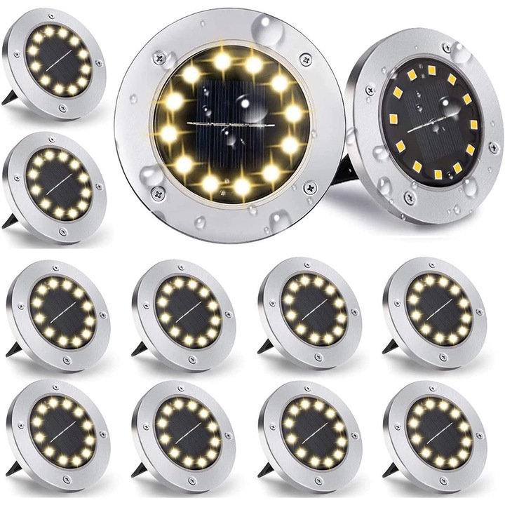 Соларна лампа HERUSI 12 LED-а топло бяла 12x12x13см комплект