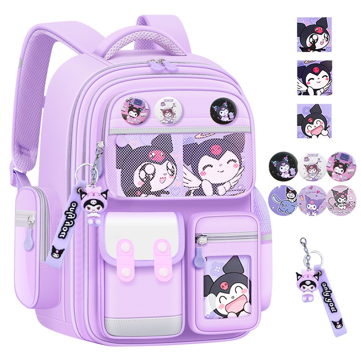 EZGETOP® Ученичка раница с множество отделения, водоустойчива, 43 x 32 x 17 см с голям капацитет, лилава