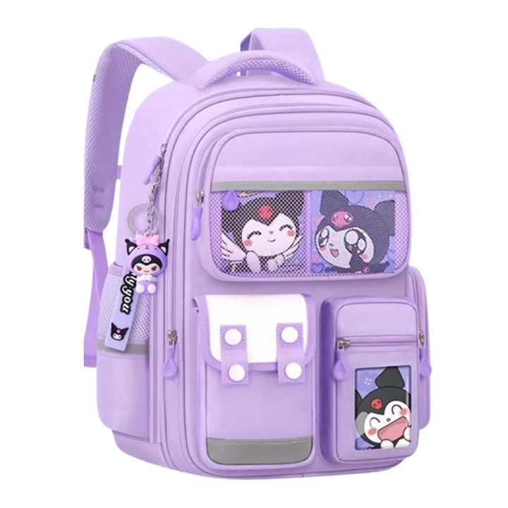 EZGETOP® Iskolai hátizsák Több Rekesszel, Vízálló, 43 x 32 x 17 cm Nagy Űrtartalom, Lila