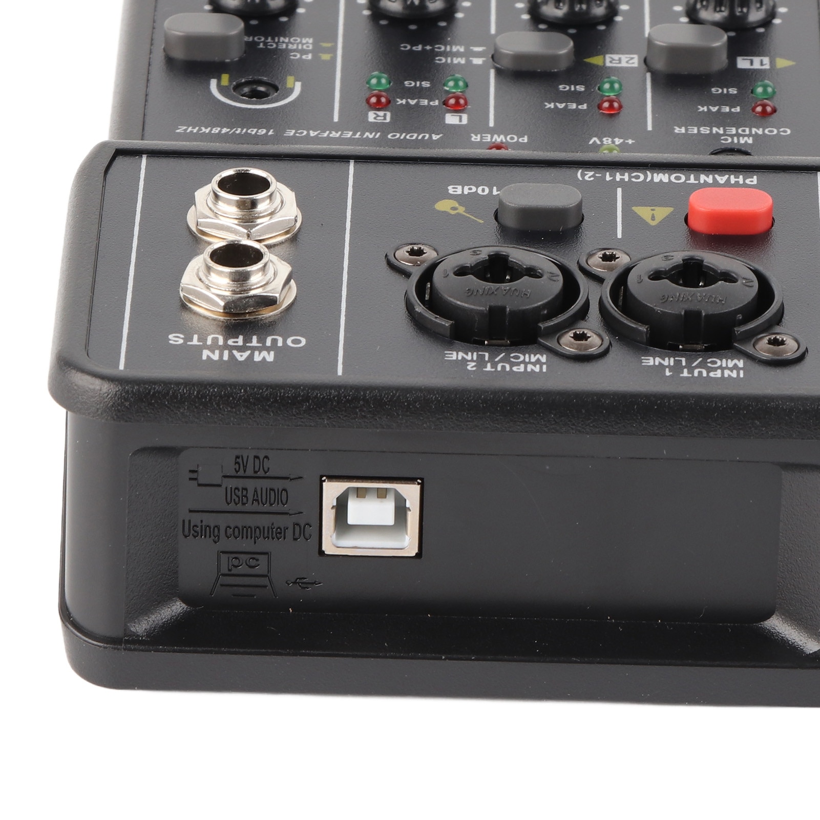Mixer audio 2 canale, Zeaicos, alimentare fantoma USB 48V, compact
