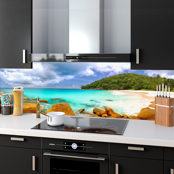 Set 2 panouri decorative din sticla securizata pentru bucatarie, protectie aragaz, antistropire, oct043 200x60cm