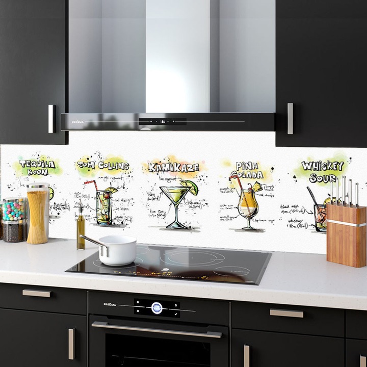 Комплект от 2 декоративни панела от закалено стъкло за кухнята, защита за печка, защита срещу пръски, oct052 200x60cm