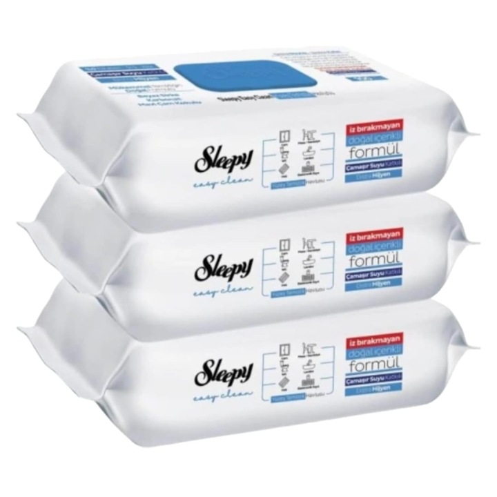 Sleepy Easy Clean fehérítő adalékos többfelületű nedves törlőkendő, Csomag- 3 X
