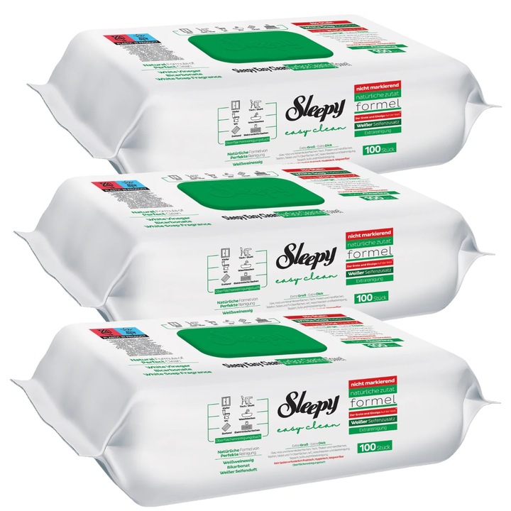 PACHET - 3 X Servetele Umede Multisuprafete Sleepy Easy Clean White Soap 100 buc