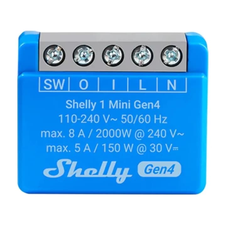 Смарт контролер Shelly 1 Mini Gen4, Zigbee/Matter, син, 29x34x16 мм