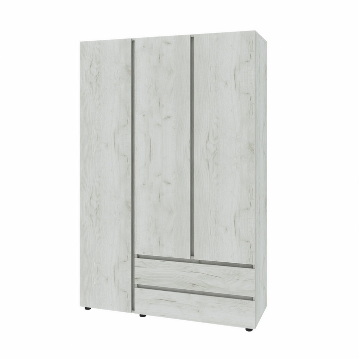 Dulap Light ShL 3, Everest, Stejar Kraft Alb, 137 cm x 52 cm x 208 cm