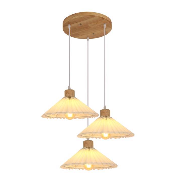 Полилей, Mckalen, French Pastoral Style with Shells, E27, материал дърво, цвят естествено дърво, 30x30x120 см, за хол, спалня, офис