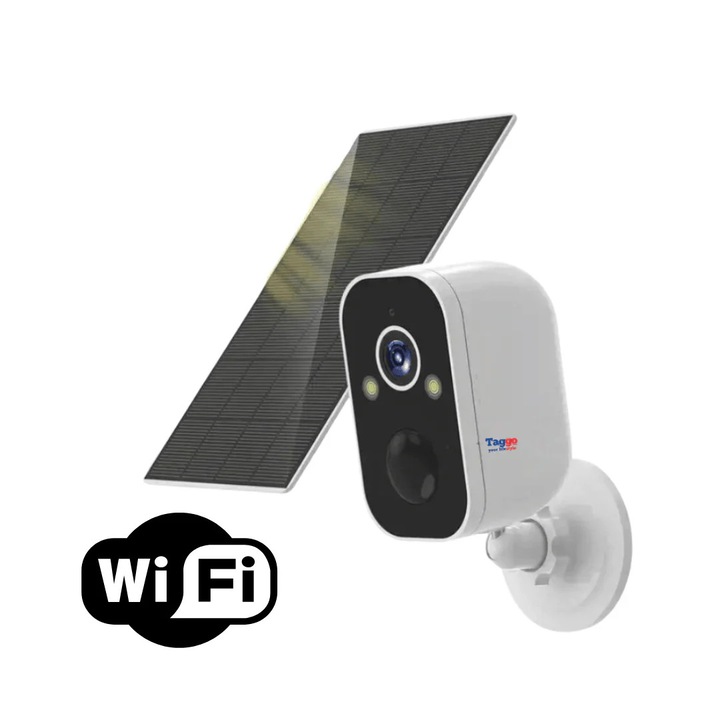 Camera de supraveghere cu incarcare solara WIFI 2K, 4MP, Baterie incorporata, Control din aplicatie, Rezistenta la apa IP66