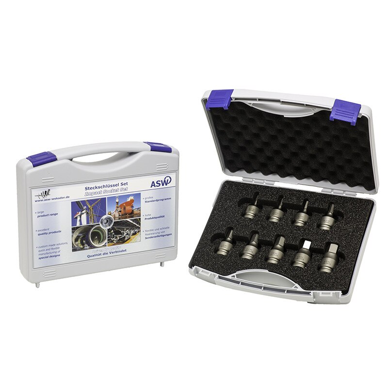 Trusa capete chei tubulare cu profil hexagon exterior de impact 1/2” marca Cobit compusa din 9 piese