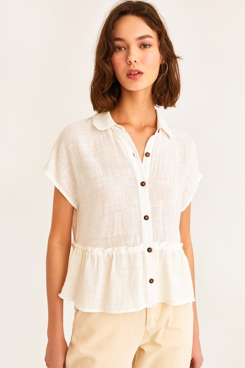 OXXO, Camasa uni cu peplum, Alb fildes, L