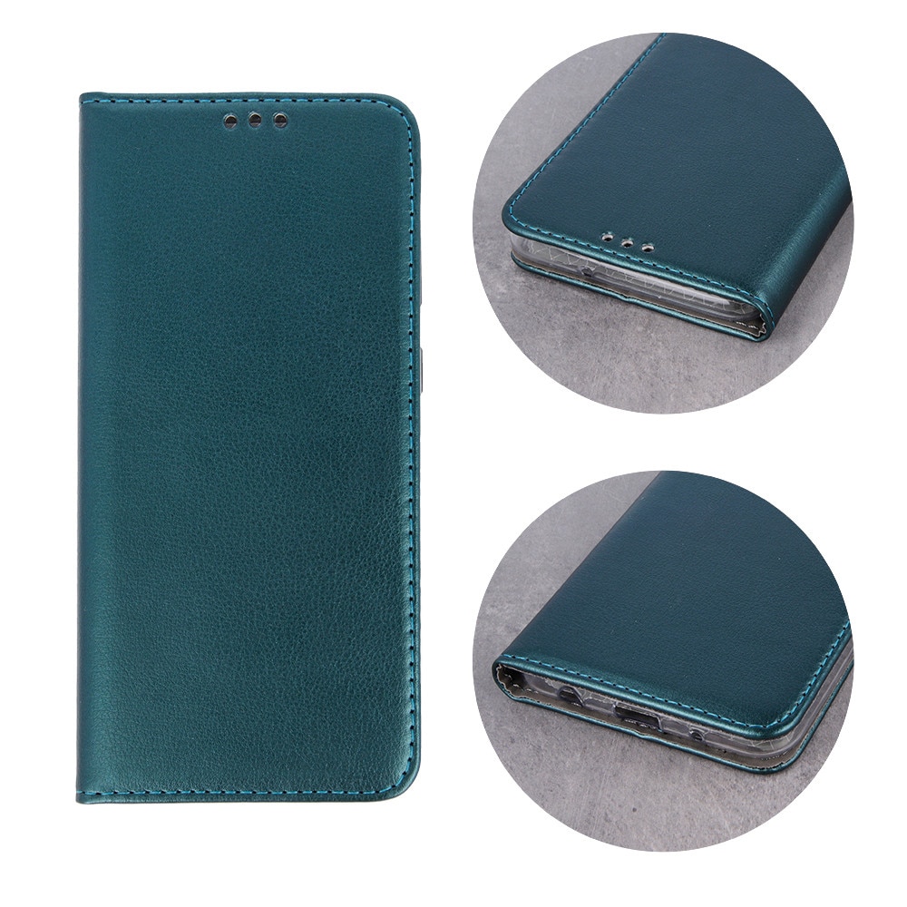 Husa carte flip stand, G-Tech, compatibila cu Motorola G57 Power, Buzunar interior pentru card, Protectie completa si practica, Verde Inchis