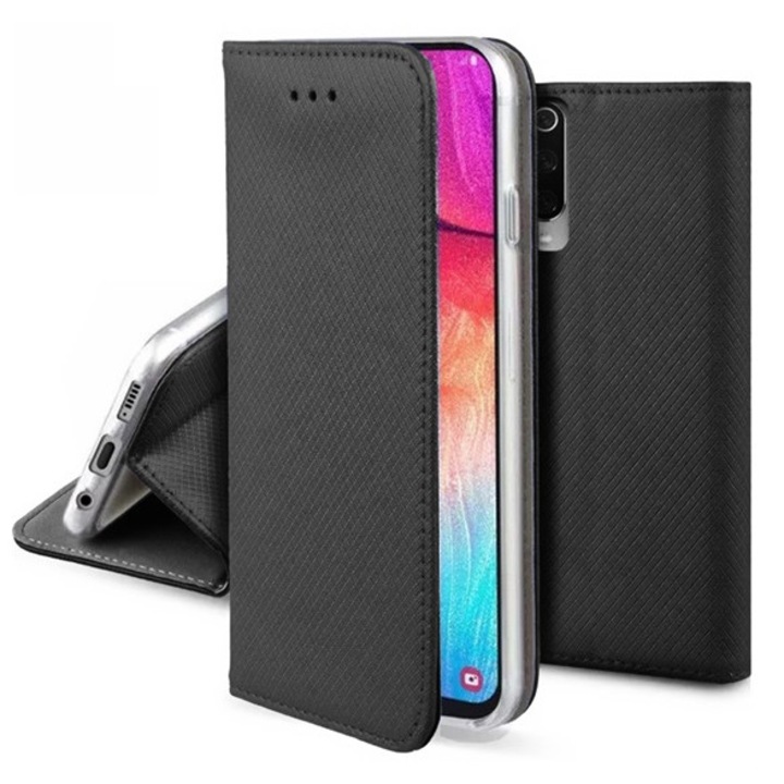 Gigapack mobiltelefon tok álló, bőr hatású, flip, oldalra nyíló, asztali tartó, rombusz, fekete, kompatibilis: Google Pixel 10 / Pixel 10 Pro