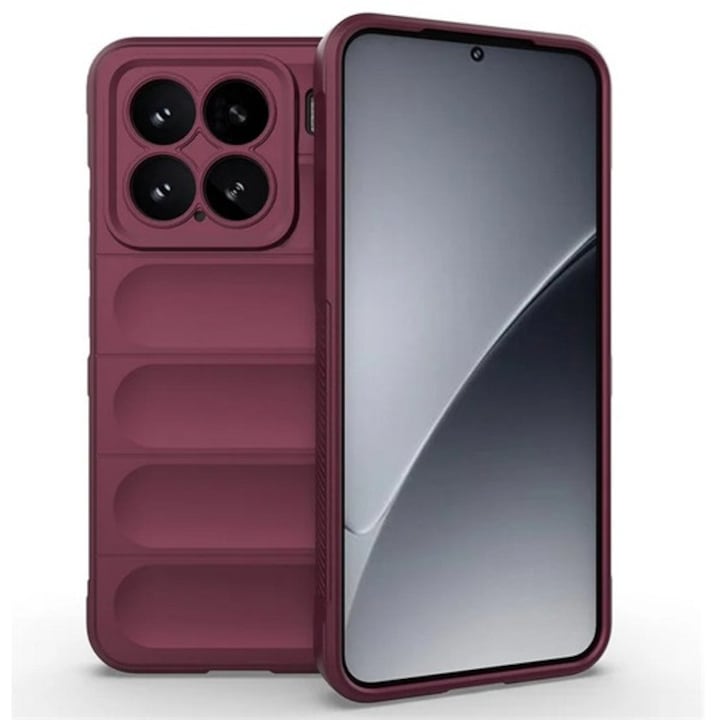 Gigapack Husă de telefon din silicon, rezistență la șocuri, protecție cameră, 3D, visiniu, compatibilă: Xiaomi 15