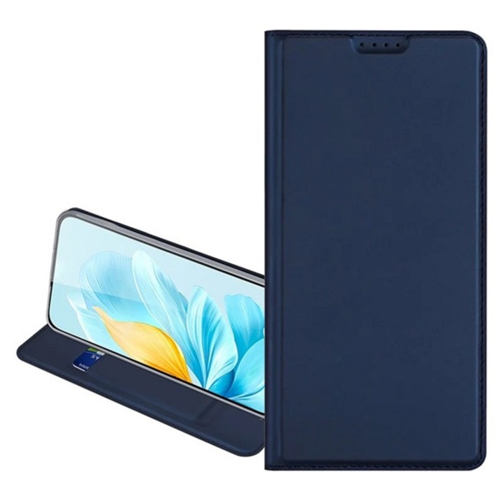 Dux ducis skin pro mobiltelefon tok álló, bőr hatású, flip, oldalra nyíló, kártyazseb, asztali tartó, sötétkék, kompatibilis: Xiaomi Redmi Note 14 Pro 5G / Poco X7