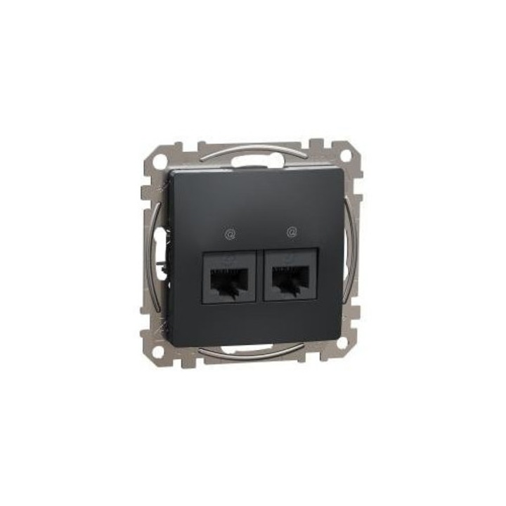 Számítógépes aljzat 2x RJ45 cat.5e UTP fekete, antracit IP20 SDD114452 Sedna Design Schneider electric