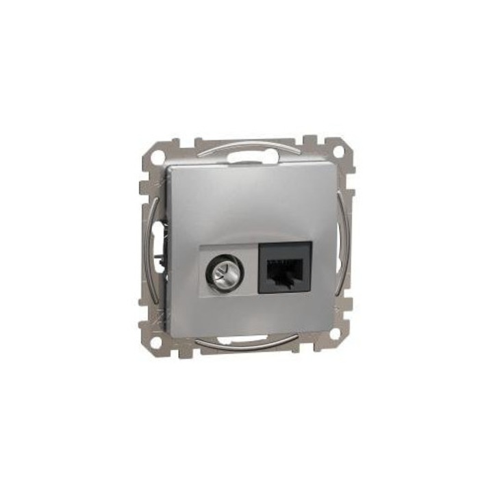 Компютърно-телевизионен контакт (кат. 6 UTP) сребрист IP20 SDD113469T Sedna Design Schneider Electric