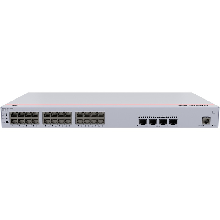 HUAWEI eKitEngine S220-24P4X switch, 24 db 10/100/1000BASE-T port, 4 db 10GE SFP+ port | 400 W PoE+ | beépített hálózati tápegység