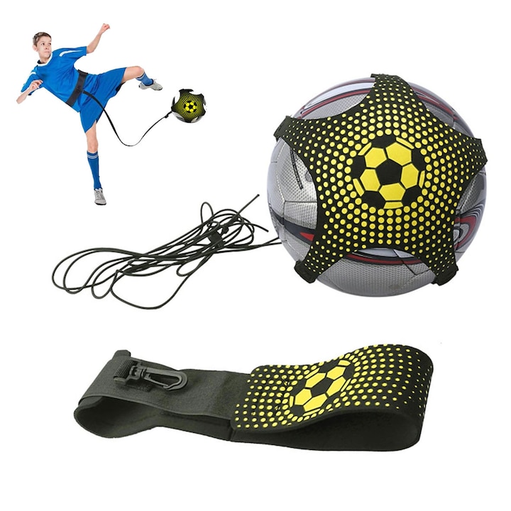Колан за тренировки по футбол, 5 щипки, може да увива топки с диаметър 30 см, регулируема еластична лента, тренировка за ловкост, подобряване на уменията, помощно средство за фитнес тренировки, подходящ за деца, тийнейджъри, възрастни