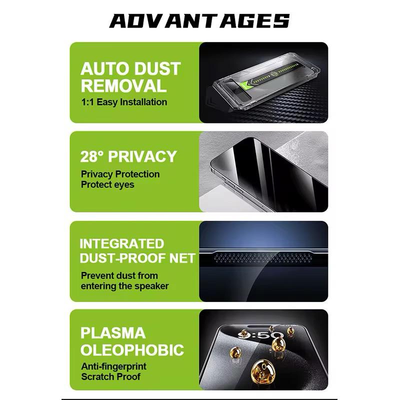 Set 2 Folii Privacy Protectie Ecran Din Sticla Securizata, Cu Dispozitiv De Aplicare Automata In 30 De Secunde Cu Easy App, Compatibil Cu Iphone 12/12 Pro