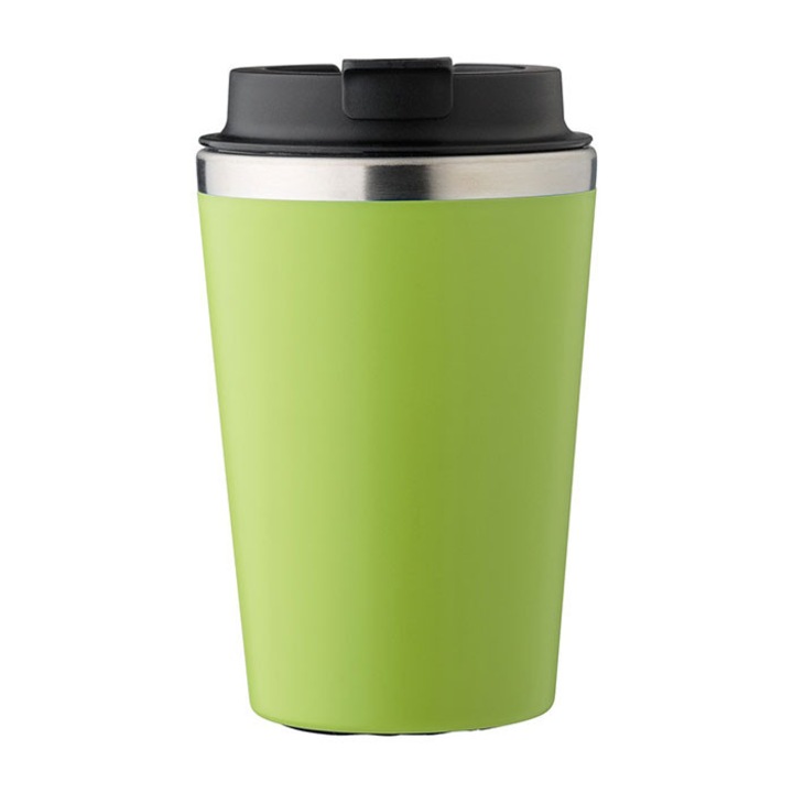 Cana de voiaj verde deschis, Otel inoxidabil, Piksel, 350 ml, Polipropilena