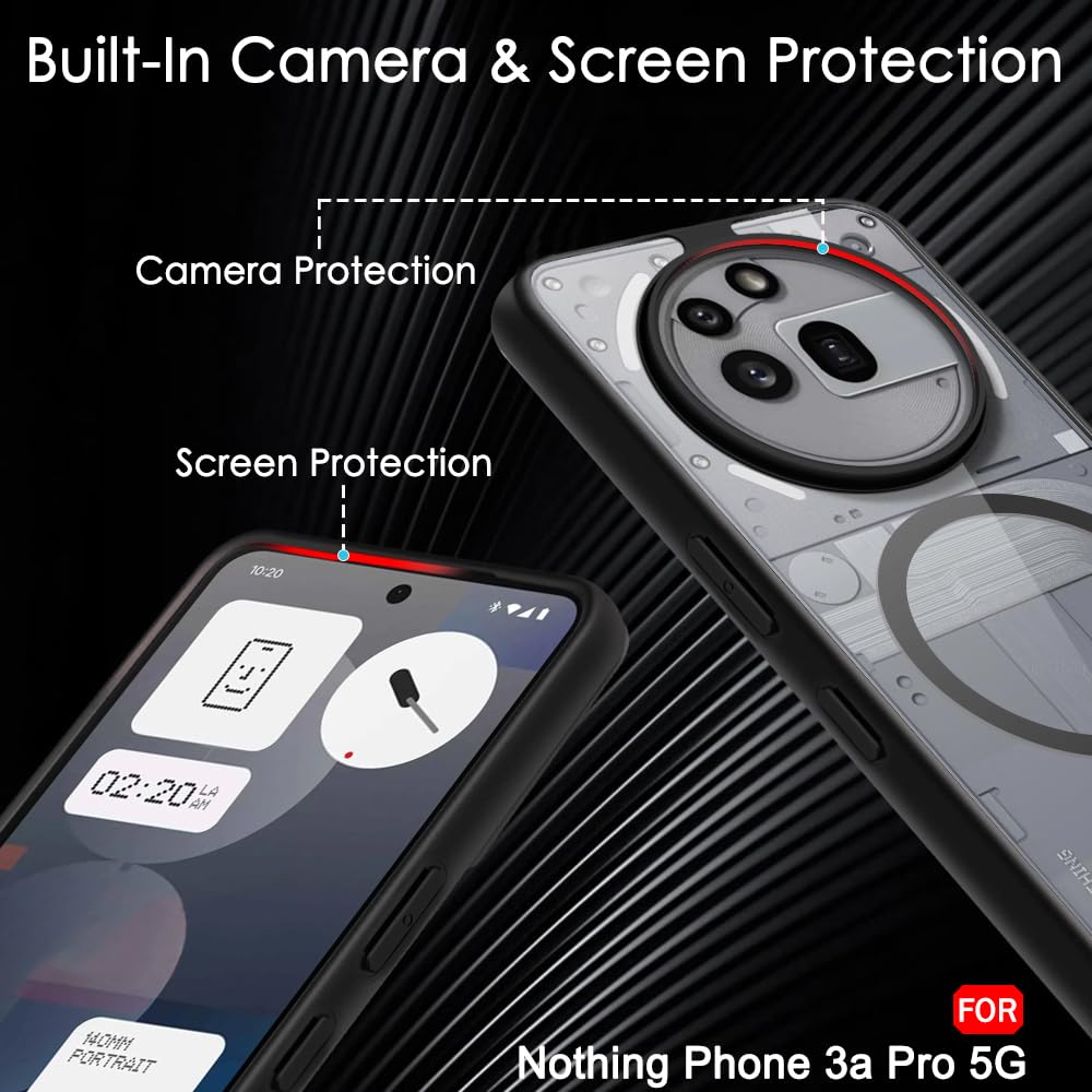 Husa pentru Nothing Phone (3a) Pro compatibila MagSafe cu protectie lentile Anti-Scratch Anti-Fingerprint Anti-Oil Never-Yellow transparent / negru