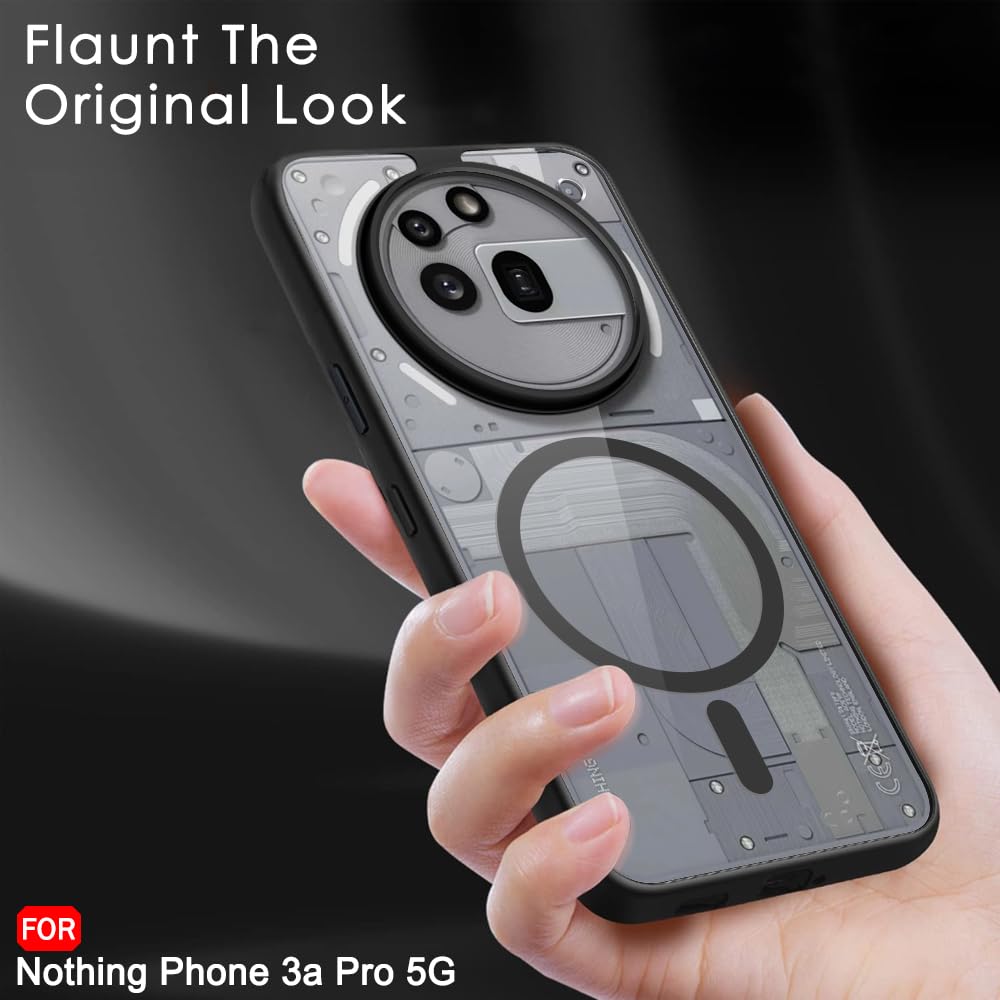 Husa pentru Nothing Phone (3a) Pro compatibila MagSafe cu protectie lentile Anti-Scratch Anti-Fingerprint Anti-Oil Never-Yellow transparent / negru