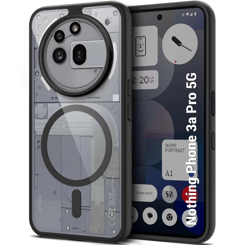 Husa pentru Nothing Phone (3a) Pro compatibila MagSafe cu protectie lentile Anti-Scratch Anti-Fingerprint Anti-Oil Never-Yellow transparent / negru