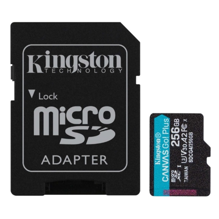 Memóriakártya KINGSTON SDCG4/256GB, microSDXC + SD Adapter