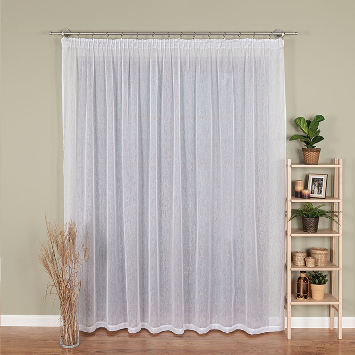 Перде готово за монтаж Markizeta, Модел 1, Бяло, С панделка, 300x250 см