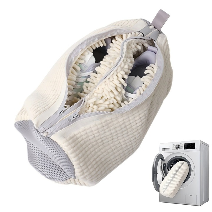 Sac de spalare pentru incaltaminte cu doua compartimente, RUIOMII, reutilizabil, 39x19cm