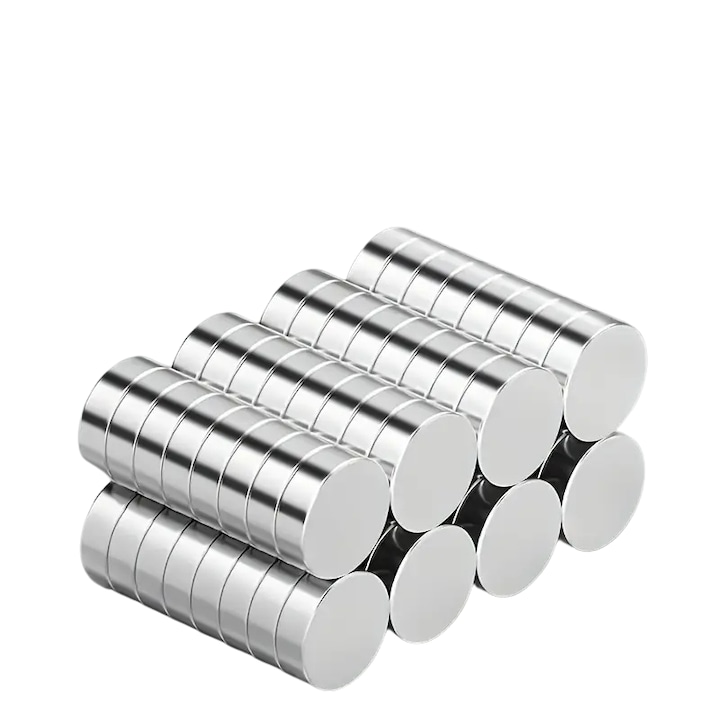 Set magneti rotunzi puternici Neodim 10x3 mm, argintii - 20 buc