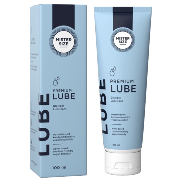 Gel pe baza de apa, Marime Mister, Lubrifiant Premium, 100 ml, Pentru lubrifiere vaginala, Fara parfum, Vegan, Placere intensa, Sigur pentru piele