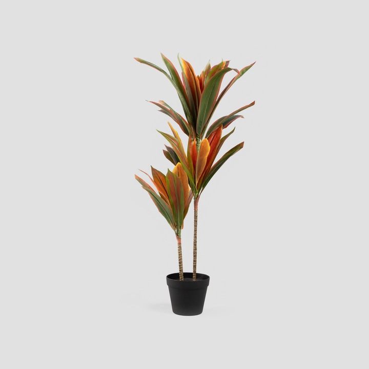 Planta artificiala dracena TROPICAL ZONE 90 cm, multicolor, cu ghiveci negru