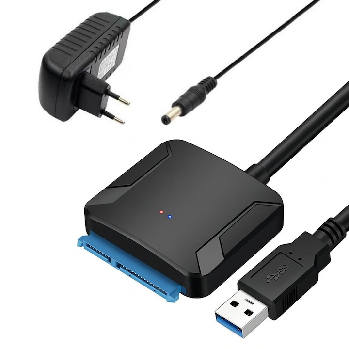 Adaptor USB 3.0 la SATA, pentru HDD/SSD de 2,5/3,5 inchi, plug and play, 50 cm, Fudisenn, 5Gbps, cu alimentare, cablu adaptor universal, suport sistem de operare: Win 7/8/2000/XP / Vista