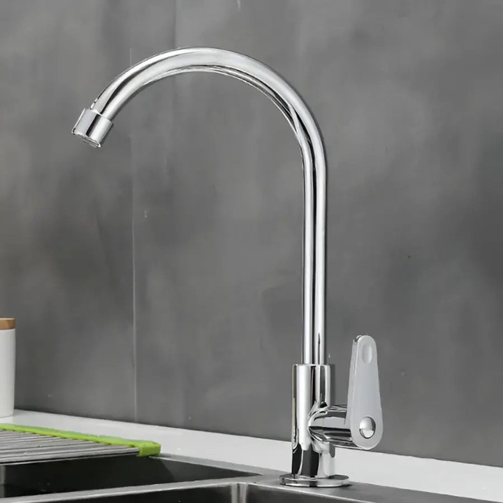 Baterie Apa Rece Inox, Crom, Pipa Rotativa, Inalta - Casa / Curte