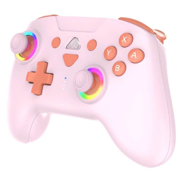 Controler wireless Subsonic pentru Nintendo Switch, LED, 8 culori, roz