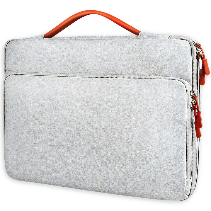 Geanta laptop portabila Timebox, 13'', 14'', 15'', 15 "6" inch, pentru notebook, ultrabook, captusit interior cu microfibra, impermeabila, compatibila Macbook Pro, Air, Gri